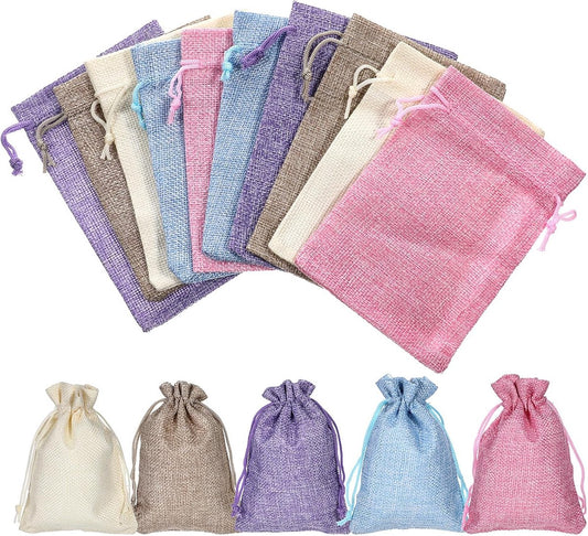 15 pieces - jute bags with drawstring - drawstring - gift bag - storage bag - gift packaging - jewelry pouch V1188-MS101-02721-1