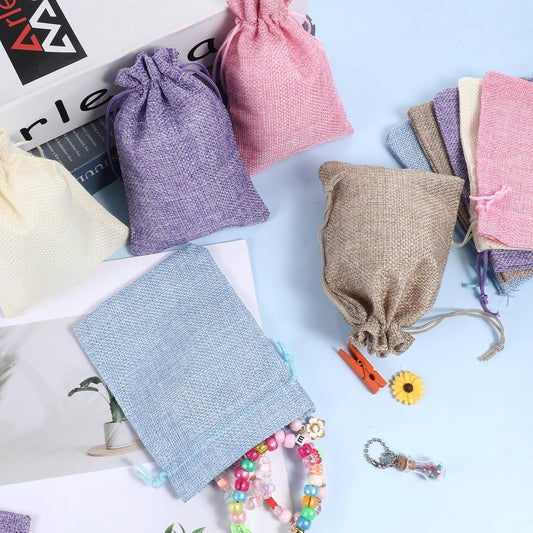 15 pieces - jute bags with drawstring - drawstring - gift bag - storage bag - gift packaging - jewelry pouch V1188-MS101-02721-1