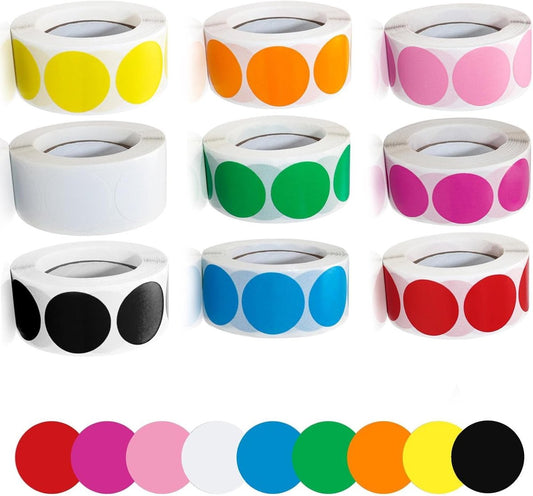 9 rolls (500 pieces per roll) - Label - Sticker - Coded label stickers - Colorful dot stickers - V1188-MS101-02741-1