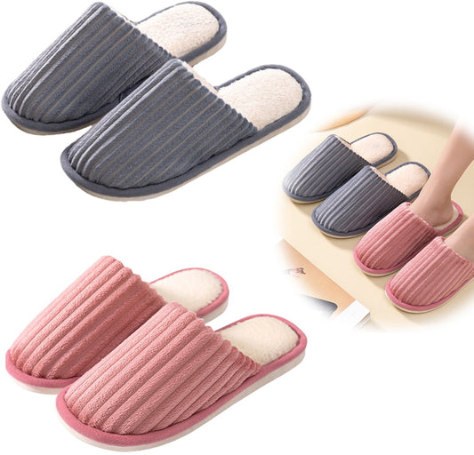 Slippers - 2 Pieces - women's slippers - men's slippers - House shoes - Grey men's slippers size 43-44 - Pink V1188-MS101-02745-1