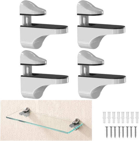 4 pieces - Glass clamp - Glass shelf brackets - Adjustable - Glass shelf bracket - fishmouth glass clip - V1188-MS101-02751-1