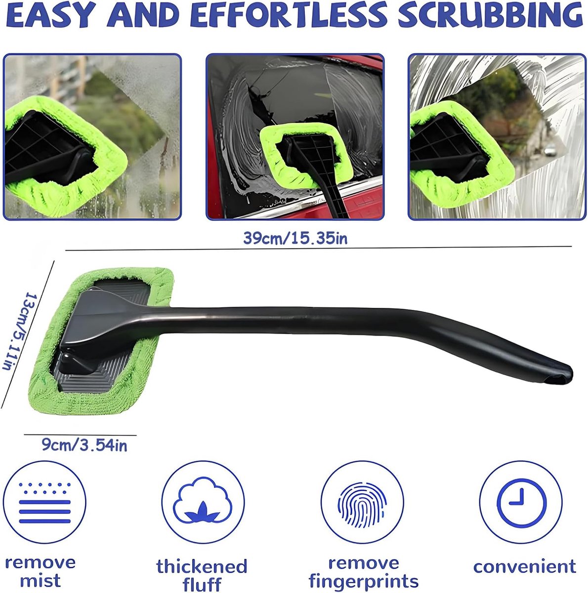 Window Squeegee - Car Cleaning Supplies - Window Washer - Windshield Cleaning Tool with 5 Reusable Towels - V1188-MS101-02766-1