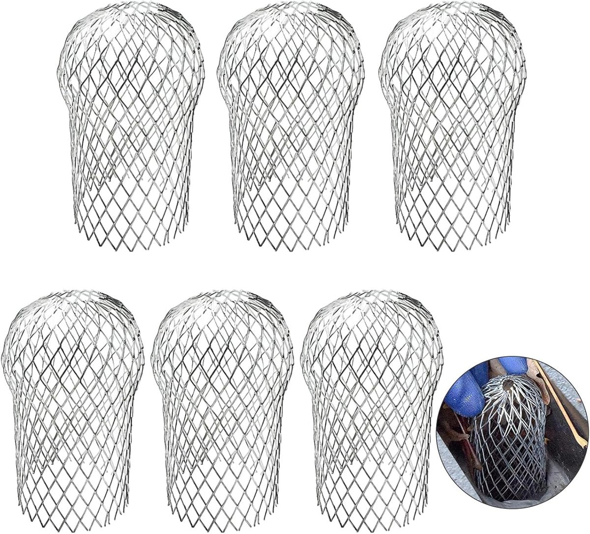 Downpipe leaf catcher - 6 Pieces - Wire mesh screen - Downpipe protector - Gutter guard - gutter guard - V1188-MS101-02775-1