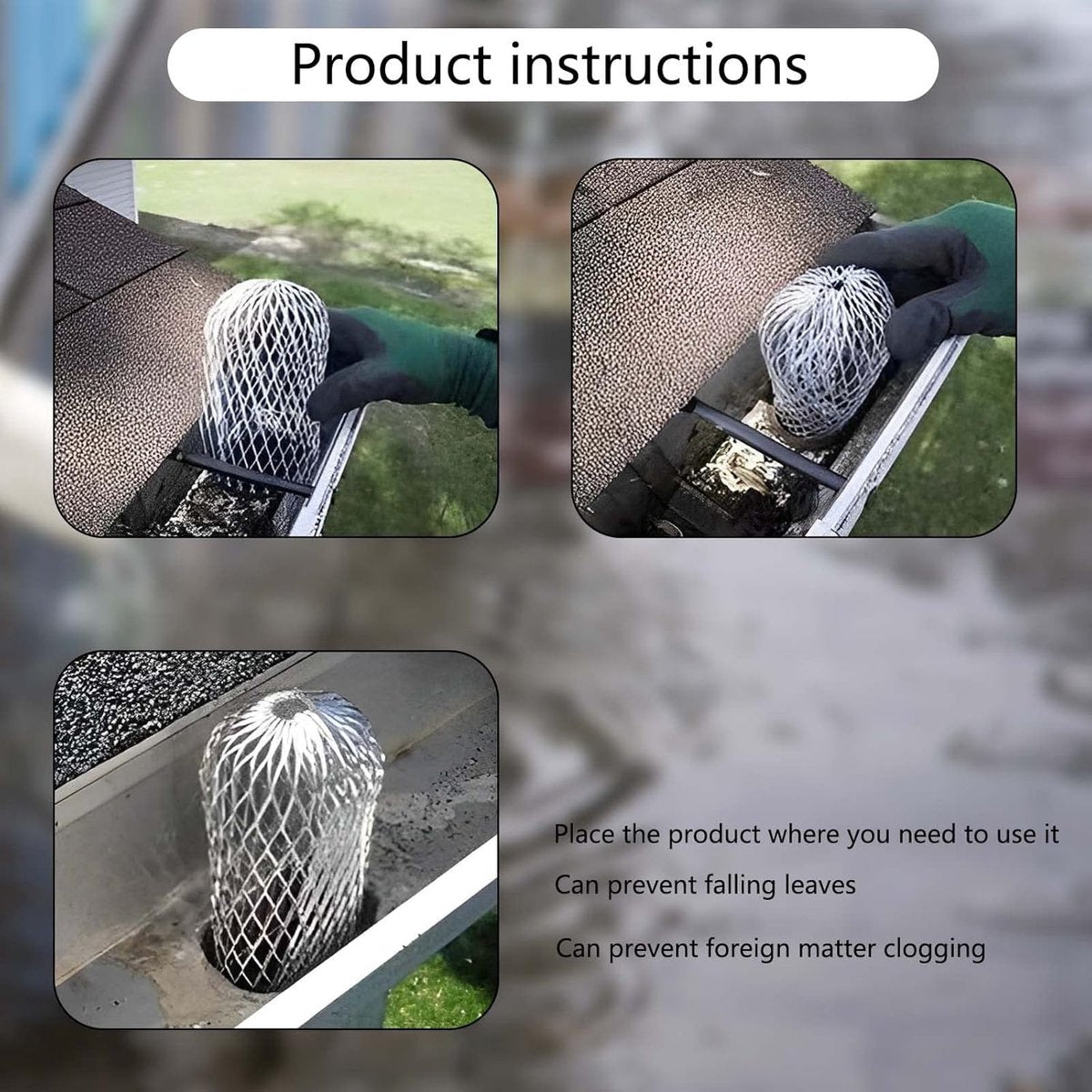 Downpipe leaf catcher - 6 Pieces - Wire mesh screen - Downpipe protector - Gutter guard - gutter guard - V1188-MS101-02775-1