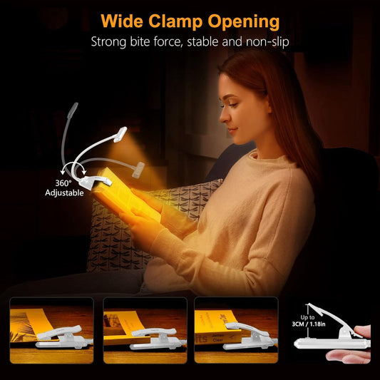 Rechargeable Reading Lamp with Type-C Cable - LED Reading Light for Book with Clip - 24 LED - Reading Lamp V1188-MS101-02777-1