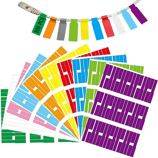 300 pieces - Self-adhesive cable label - cable label sheets - 10 sheets - of 10 colors - Cable labels - Label V1188-MS101-02779-1