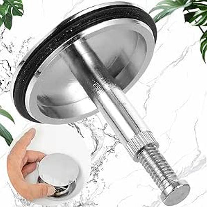 Bathtub Drain Plug 43mm - Stem Diameter 8mm - Bathtub Cover, Bathroom Washbasin Cap - Height Adjustable Drain V1188-MS101-02790-1