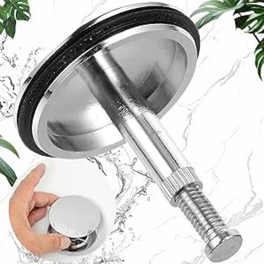 Bathtub Drain Plug 43mm - Stem Diameter 8mm - Bathtub Cover, Bathroom Washbasin Cap - Height Adjustable Drain V1188-MS101-02790-1