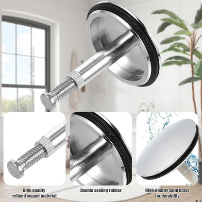 Bathtub Drain Plug 43mm - Stem Diameter 8mm - Bathtub Cover, Bathroom Washbasin Cap - Height Adjustable Drain V1188-MS101-02790-1