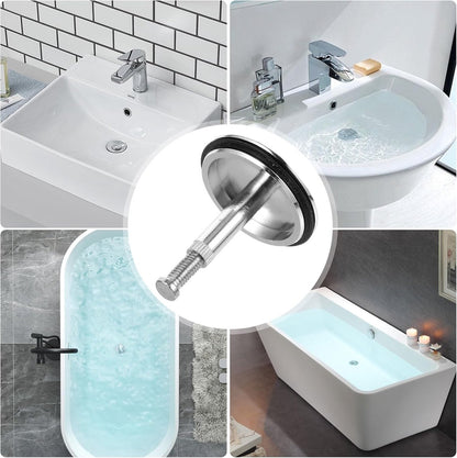 Bathtub Drain Plug 43mm - Stem Diameter 8mm - Bathtub Cover, Bathroom Washbasin Cap - Height Adjustable Drain V1188-MS101-02790-1