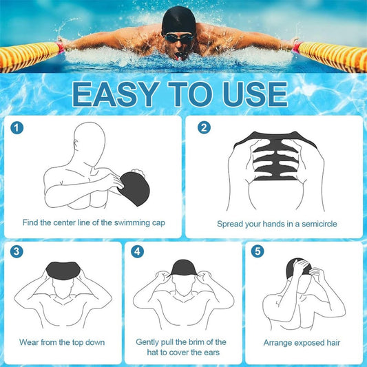 2 pieces - swimming cap - 23*20 cm - silicone swimming caps - hearing protection - waterproof swimming hat - V1188-MS101-02794-1