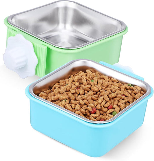2 pieces - Hanging pet cage feeder - Pet feeder - 2-in-1 water bowl - adjustable - removable - double V1188-MS101-02806-1