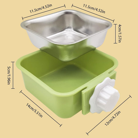 2 pieces - Hanging pet cage feeder - Pet feeder - 2-in-1 water bowl - adjustable - removable - double V1188-MS101-02806-1