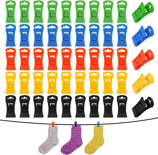 Sock dryer - 50 pieces - Sock clips - Pegs - Colorful sock clips - Plastic sock clamps - Anti-loss drying V1188-MS101-02814-1
