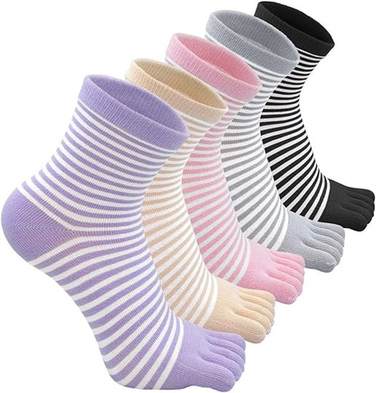 Women's split finger socks - 5 pairs - sports socks - Five Toe Socks - cotton finger socks - Toe socks - V1188-MS101-02828-1