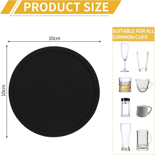 Silicone Coasters with Holder - Set of 20 - Coasters for Glasses - Coaster Set - Non-Slip Black Round V1188-MS101-02830-1