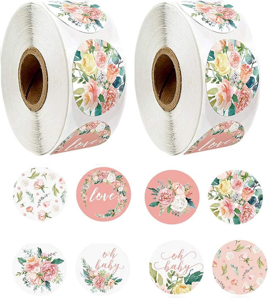 Label - 2 rolls (1000 pieces per roll) - Sealing sticker - Sealing sticker - Sticker - Flower stickers - V1188-MS101-02846-1