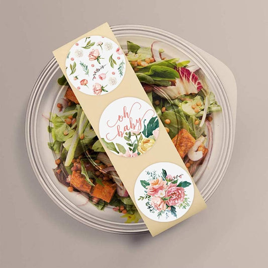 Label - 2 rolls (1000 pieces per roll) - Sealing sticker - Sealing sticker - Sticker - Flower stickers - V1188-MS101-02846-1