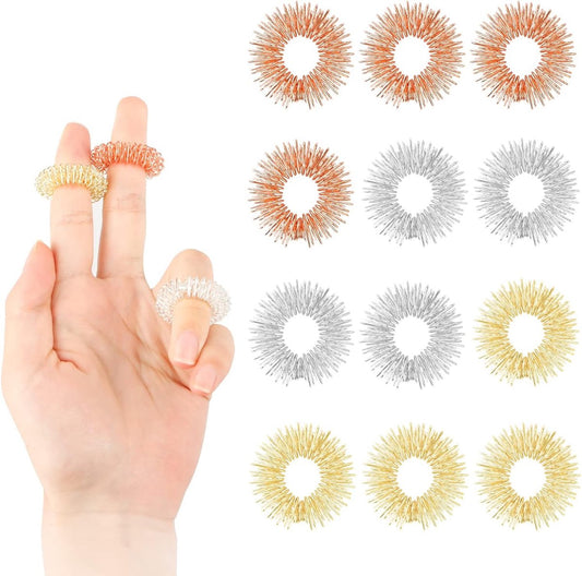 12 Finger Massage Rings - Finger Massage Rings - Acupressure Rings - Acupressure Rings - Finger Splints - V1188-MS101-02881-1