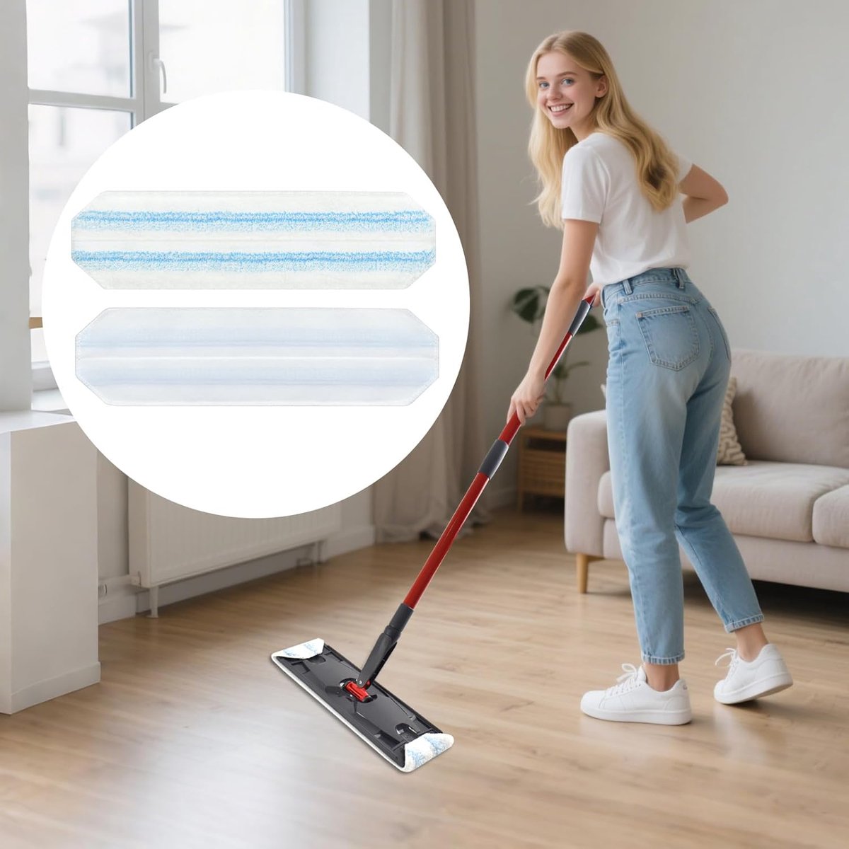 4 pack - Suitable for Vileda H2Pro Flatmop Replacement - Suitable for OCedar H2pro flatmop - For hard floors V1188-MS101-02899-1