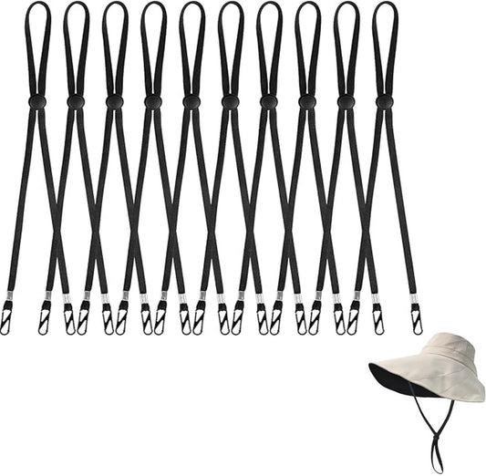 10 pieces - Hat cord - Windproof hat cord - Hat strap clips for travel hats - Removable chin strap - V1188-MS101-02920-1