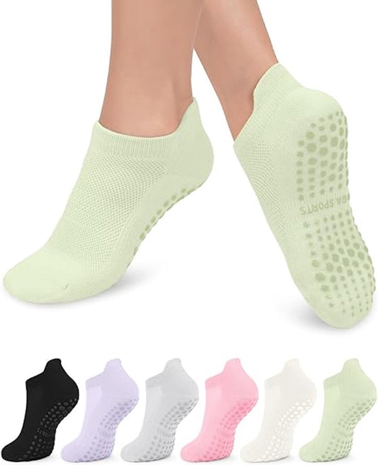 Anti-slip socks - women's socks 6 Pairs - Pilates sports socks - Yoga ankle socks - to prevent falls - Yoga V1188-MS101-02928-1