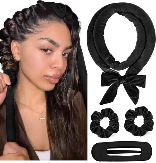 Heatless Curls - 4-piece set - Hair Rollers - Heatless Curls with Hair Scrunchies and Clip - Heatless Curls - V1188-MS101-02929-1