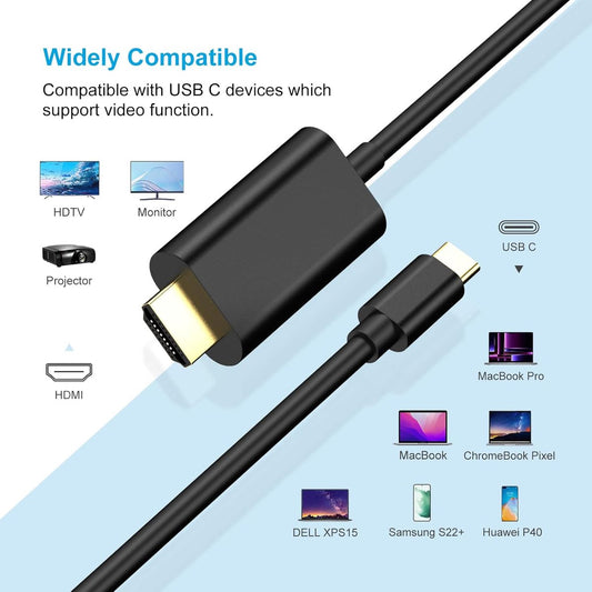 USB C to HDMI cable (6FT) - USB C HDMI cable - 4K Ultra HD, High-Speed - USB C HDMI cable - HDMI USB C cable V1188-MS101-02937-1