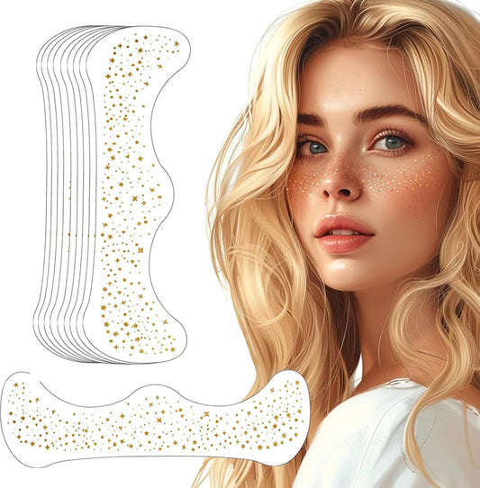 10 pieces - Temporary Glitter Face Tattoos - Glitter makeup stickers - Gold freckle face stickers - V1188-MS101-02942-1