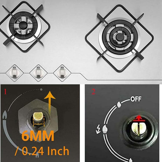Oven Knobs - 6 Pieces Hob Knob - 6mm Knob Cover - Universal Knob Set for Gas Hob - Universal Gas Stove Hob V1188-MS101-02967-1
