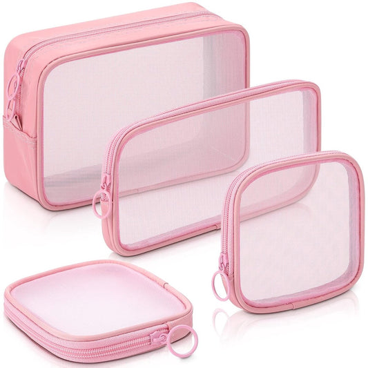 4 pieces - Cosmetic bag - Travel toiletry bag - Storage bag - mesh cosmetic bag - travel bag with zipper - V1188-MS101-02968-1