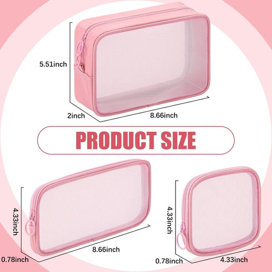 4 pieces - Cosmetic bag - Travel toiletry bag - Storage bag - mesh cosmetic bag - travel bag with zipper - V1188-MS101-02968-1