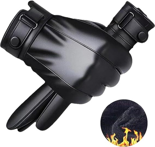 Gloves - Cycling Gloves - Winter Cycling Gloves - Touchscreen Gloves - Men's Leather Gloves - Winter Gloves - V1188-MS101-02972-1