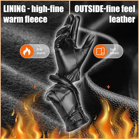 Gloves - Cycling Gloves - Winter Cycling Gloves - Touchscreen Gloves - Men's Leather Gloves - Winter Gloves - V1188-MS101-02972-1