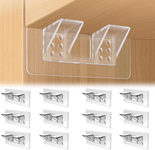 12 pieces Shelf brackets - Wall mounting brackets - punch-free shelf brackets - Transparent shelf brackets - V1188-MS101-02975-1
