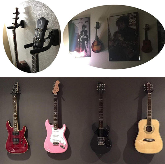 Guitar Wall Mount - 6 Pieces - Guitar Wall Holder - Guitar Stand - Guitar Hanger - Wall Bracket - Black V1188-MS101-02985-1