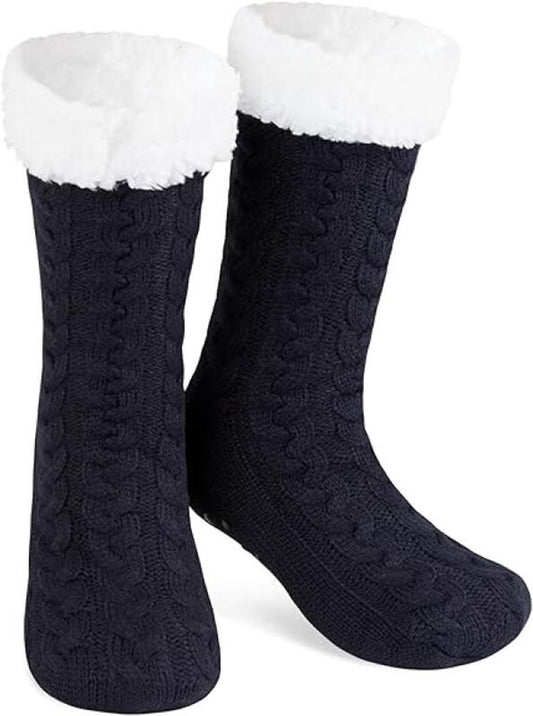 House socks - fluffy warm coral fleece lined - non-slip socks for men and girls - Thick Winter coral fleece - V1188-MS101-02987-1