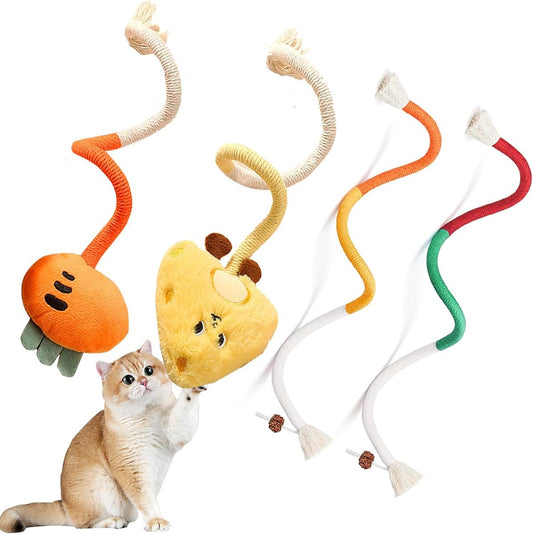 Cat Toys - 4 Pieces Cat Teeth Cleaning Toys - Cat Toy Chew Ropes - Toys For Cats - Indoor/Outdoor Interactive V1188-MS101-02990-1