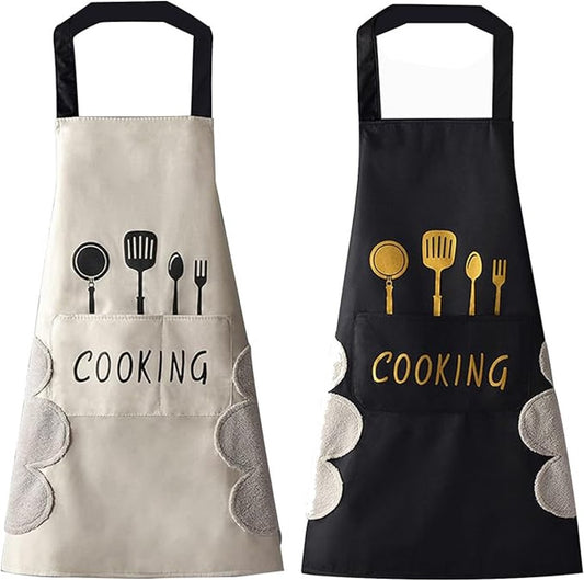 Kitchen Apron - 2 pieces - Professional Cooking Apron - Ladies' Kitchen Apron with Hand-Wipe Pockets - for V1188-MS101-02994-1
