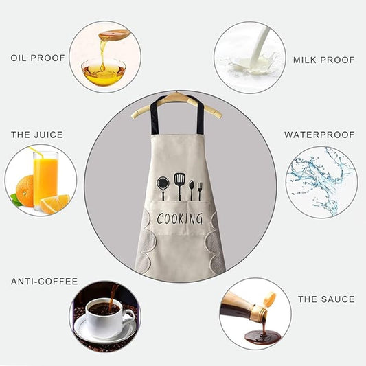 Kitchen Apron - 2 pieces - Professional Cooking Apron - Ladies' Kitchen Apron with Hand-Wipe Pockets - for V1188-MS101-02994-1