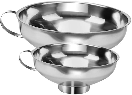 2 pieces - funnel - 12.5*10.5*4.3 cm and 17*15*5.8 cm - stainless steel funnel with wide mouth - for V1188-MS101-03044-1