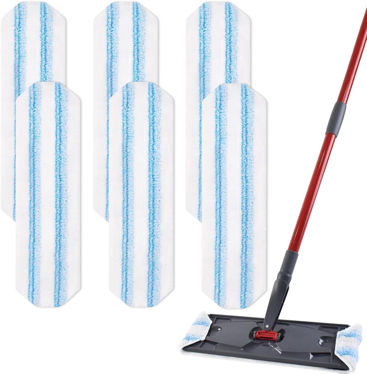6-piece replacement mop pad set suitable for O Cedar H2prO mop system, suitable for Vileda H2PrO Flat Mop V1188-MS101-03055-1