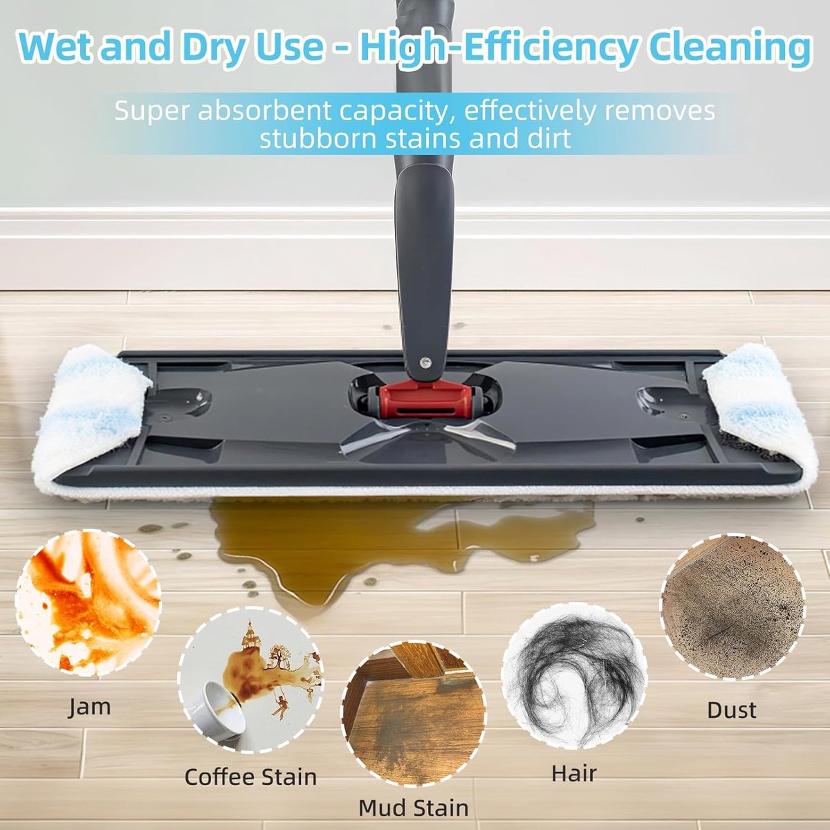6-piece replacement mop pad set suitable for O Cedar H2prO mop system, suitable for Vileda H2PrO Flat Mop V1188-MS101-03055-1