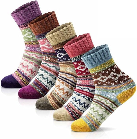 Socks - Set of 5 Pairs - House Socks - Vintage Design - Winter Socks - Home Socks - Women's Winter Socks - V1188-MS101-03066-1