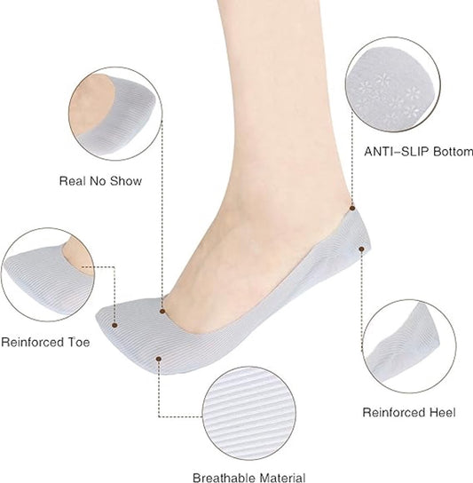 Pairs - Socks - Invisible Socks for Women - No Show Socks for Women for Flat Shoes - Anti-Slip - Invisible - V1188-MS101-03069-1