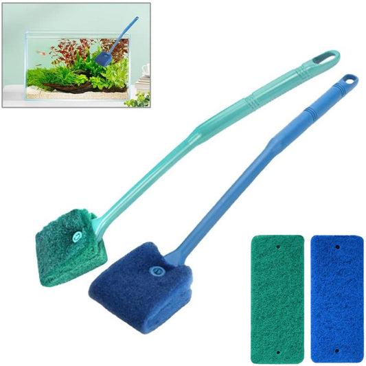 2 pieces - Aquarium Cleaning Brush - with 40 cm long handle - with 2 replacement cleaning cloths - sponge V1188-MS101-03080-1