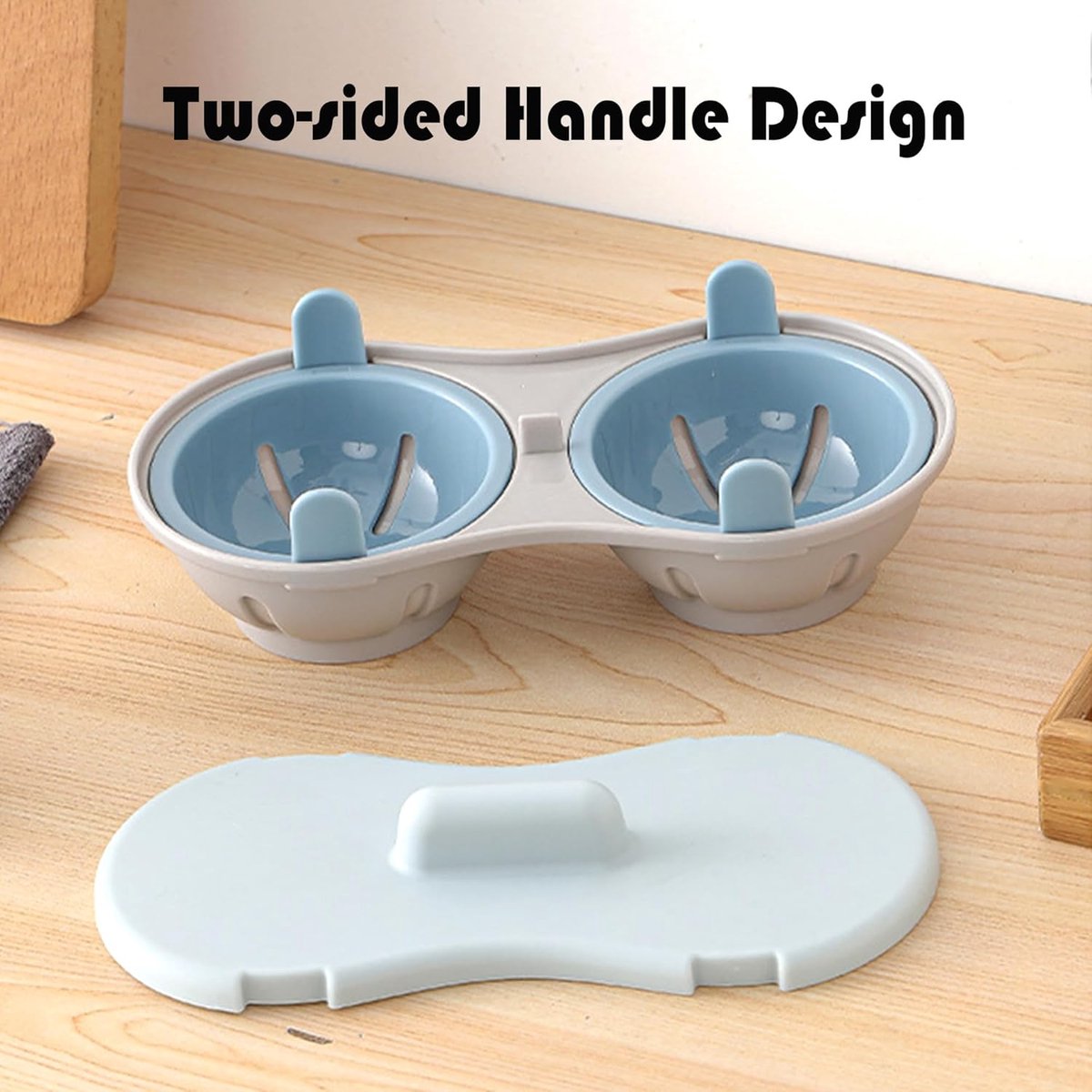 Microwave Egg Cooker - Egg Cooker - Egg Maker - 22*11*8 cm - Microwave egg cooker with 2 cavities - Poached V1188-MS101-03105-1