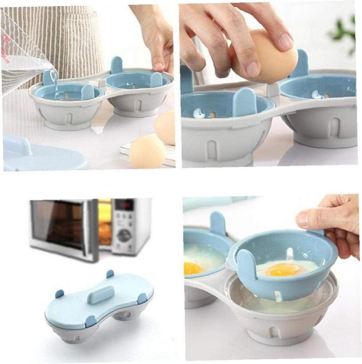 Microwave Egg Cooker - Egg Cooker - Egg Maker - 22*11*8 cm - Microwave egg cooker with 2 cavities - Poached V1188-MS101-03105-1