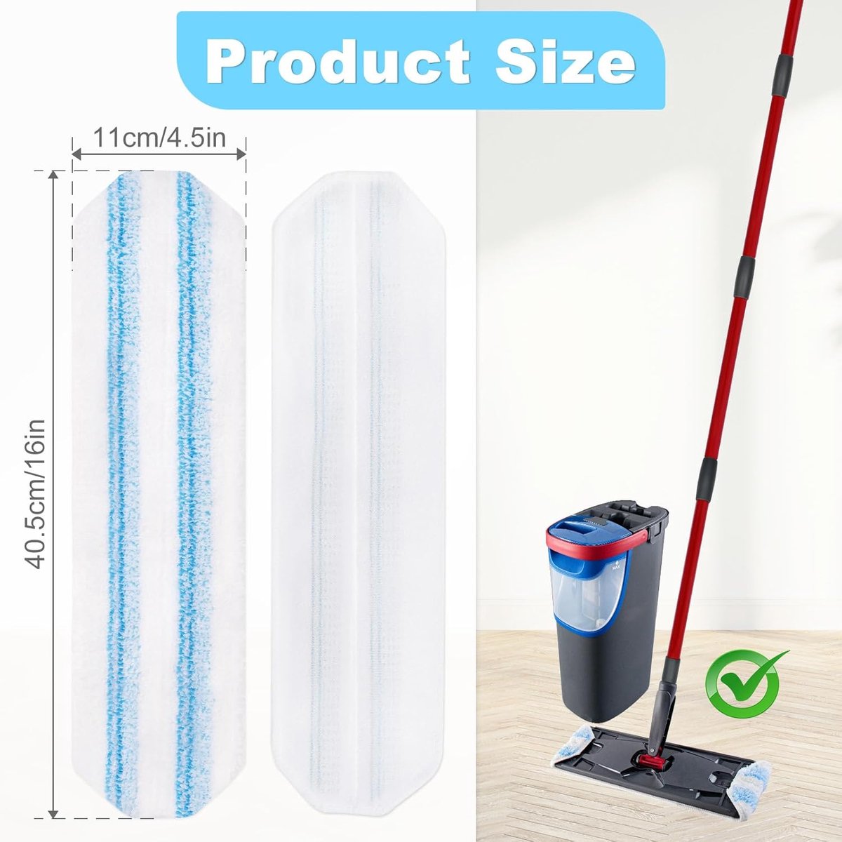 3 pack - Suitable for Vileda H2Pro Flatmop Replacement - Suitable for OCedar H2pro flatmop - For hard floors V1188-MS101-03124-1