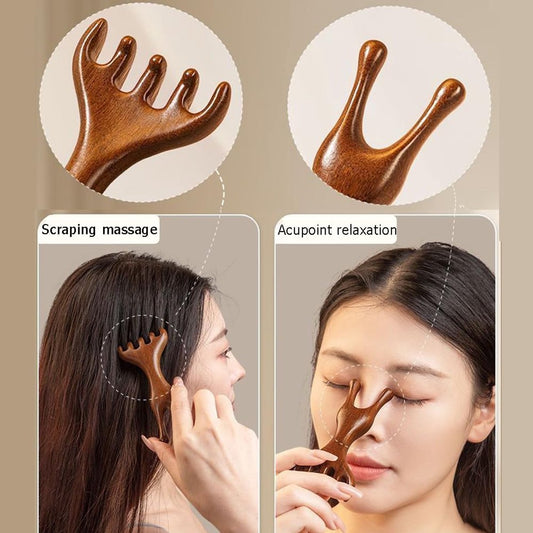 1 piece - Natural wooden nose gua sha massage tools - anti-static - wooden eye and face gua sha tool - manual V1188-MS101-03144-1